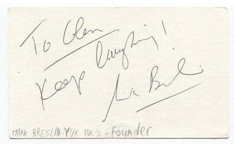 Mark Breslin Signed 3x5 Index Card Autographed Signature Actor Yuk Yuk Founder