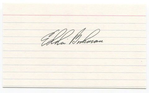 Eddie Bockman Signed 3x5 Index Card Autographed New York Yankees Debut 1946 MLB