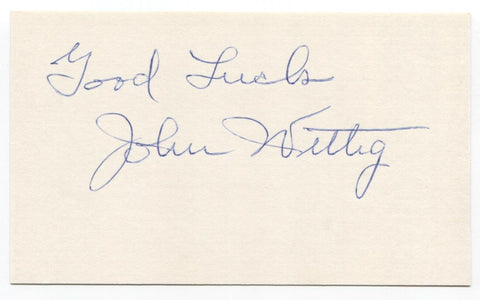 Johnnie Wittig Signed 3x5 Index Card Baseball Autographed New York Giants