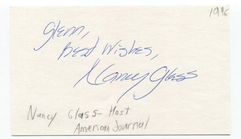 Nancy Glass Signed 3x5 Index Card Autographed Signature Host Entrepreneur 