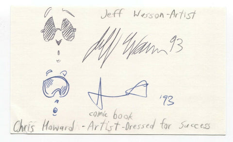 Jeff Wesson Chris Howard Signed 3x5 Index Card Autograph Signature Comic Artist