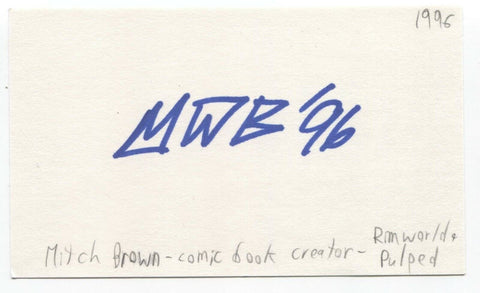 Mitch Brown Signed Index Card Autograph Signature Comic Artist Creator