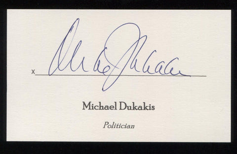 Michael Dukakis Signed 3x5 Index Card Signature Autographed Governor