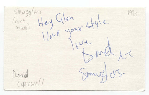 The Smugglers - David Carswell Signed 3x5 Index Card Autographed Signature