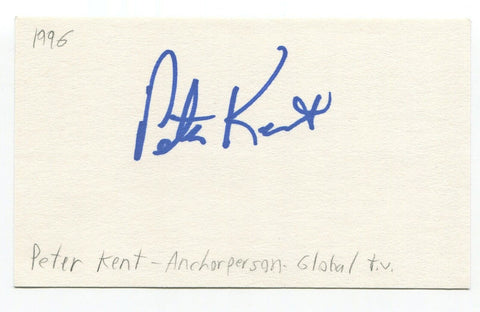 Peter Kent Signed 3x5 Index Card Autographed Signature Journalist Politician