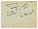 Pat Harrington (d.1965) Signed Album Page Autographed 1941 Couple of Joes