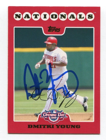 2008 Topps Opening Day Dmitri Young Signed Card MLB Baseball AUTO #117 Nationals