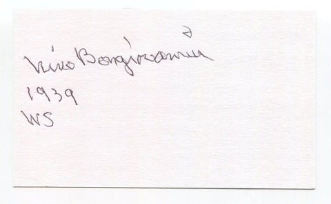 Nino Bongiovanni Signed 3x5 Index Card Autographed Baseball Cincinatti Reds 1939