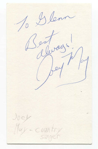 Joey May Signed 3x5 Index Card Autographed Signature Country Singer