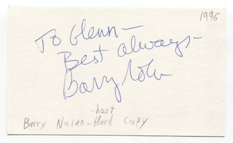 Barry Nolan Signed 3x5 Index Card Autographed Signature Host Presenter