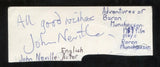 John Neville Signed Cut 3x5 Index Card Autographed Signature Actor