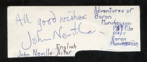 John Neville Signed Cut 3x5 Index Card Autographed Signature Actor