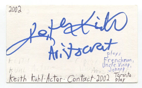 Keith Kuhl Signed 3x5 Index Card Autographed Actor Rock Of Ages Contact Smash