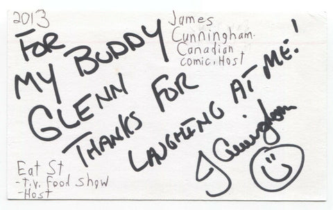 James Cunningham Signed 3x5 Index Card Autographed Signature Comedian Host