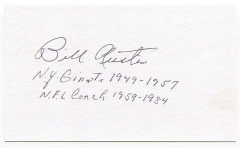 Bill Austin Signed 3x5 Index Card Autographed Signature New York Giants NFL