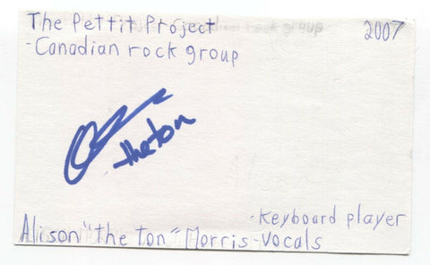 Love You To Death - Alison "The Ton" Morris Signed 3x5 Index Card Autographed