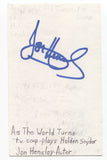 Jon Hensley Signed 3x5 Index Card Autographed Signature As The World Turns 