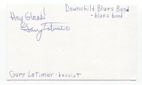 Downchild Blues Band - Gary Latimer Signed 3x5 Index Card Autographed Signature
