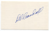 Del Crandall Signed 3x5 Index Card Baseball Autographed Boston Braves