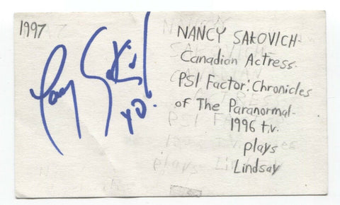 Nancy Anne Sakovich Signed Index 3x5 Card Autographed Signature Actress Doc