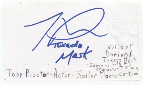 Toby Proctor Signed 3x5 Index Card Autographed Actor Sailor Moon Flash Gordon