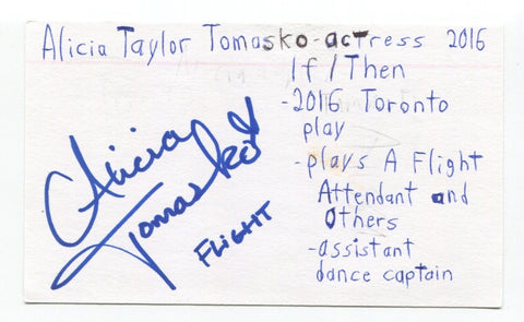 Alicia Taylor Tomasko Signed 3x5 Index Card Autographed Actress USS Seaviper