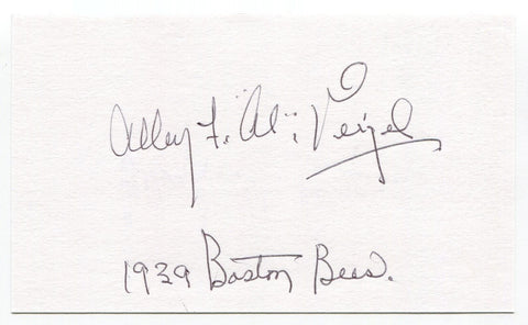 Al Veigel Signed 3x5 Index Card Autograph Baseball MLB 1939 Boston Bees