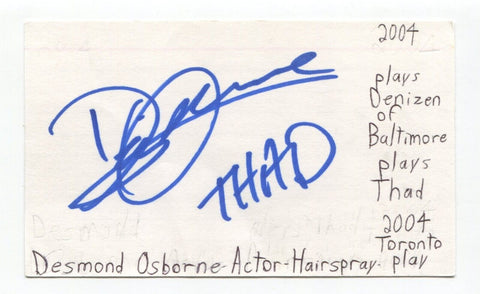 Desmond Osborne Signed 3x5 Index Card Autograph Actor Wingin' It Hairspray