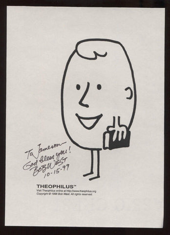 Bob West Signed Theophilus Promo Card Autographed Signature Cartoonist 
