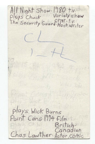 Chas Lawther Signed 3x5 Index Card Autographed Actor Good Will Hunting