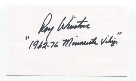 Roy Winston Signed 3x5 Index Card Autographed Football NFL Minnesota Vikings