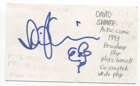 David Shiner Signed 3x5 Index Card Autograph Signature Actor Comic