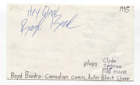 Boyd Banks Signed 3x5 Index Card Autographed Signature Actor Comedian
