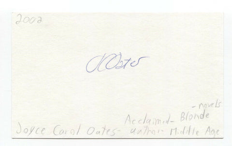 Joyce Carol Oates Signed 3x5 Index Card Autographed Signature Author Writer