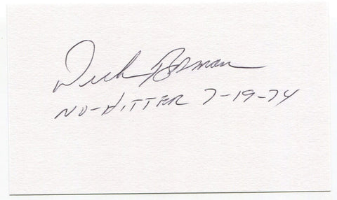 Dick Bosman Signed 3x5 Index Card Autographed Baseball Texas Rangers No Hitter