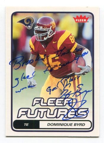 2006 Fleer Futures Dominique Byrd Signed Card Football Autograph NFL AUTO #133