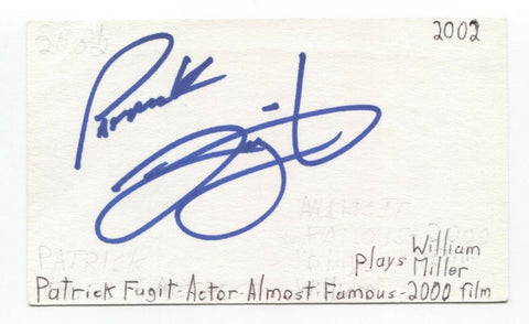 Patrick Fugit Signed 3x5 Index Card Autographed Actor Almost Famous