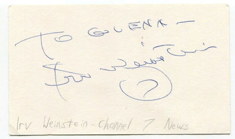 Irv Weinstein Signed 3x5 Index Card Autographed Canadian News Anchor Actor