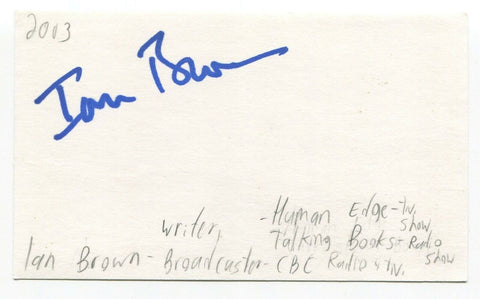 Ian Brown Signed 3x5 Index Card Autographed Signature Journalist