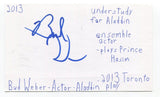 Bud Weber Signed 3x5 Index Card Autographed Actor Aladdin Play