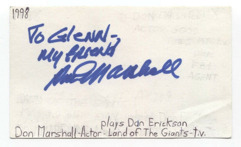 Don Marshall Signed 3x5 Index Card Autographed Actor Land of the Giants