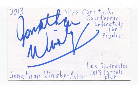 Jonathan Winsby Signed 3x5 Index Card Autographed Actor Les Miserables