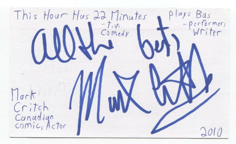 Mark Critch Signed 3x5 Index Card Autographed Signature Comedian Actor Writer