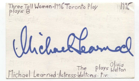 Michael Learned Signed 3x5 Index Card Autographed Signature Actress The Waltons