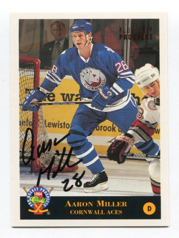 1994 Classic Aaron Miller Signed Card Hockey Autograph AUTO #105 Cornwall Aces