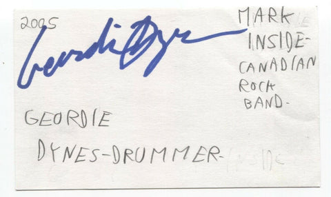 The Mark Inside - Geordie Dynes Signed 3x5 Index Card Autographed Signature Band