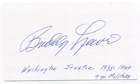 Buddy Lewis Signed 3x5 Index Card Autographed MLB Baseball Washington Senators