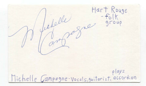 Hart Rogue - Michelle Campagne Signed 3x5 Index Card Autographed Signature Band