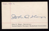 John Nagy Signed 3x5 Index Card Autograph Signature Olympic Committee Secretary