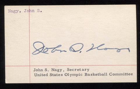 John Nagy Signed 3x5 Index Card Autograph Signature Olympic Committee Secretary